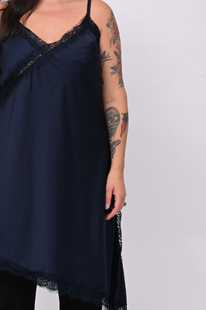 Maxi top raso - Blu scuro