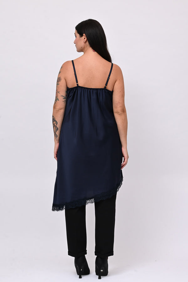 Maxi top raso - Blu scuro