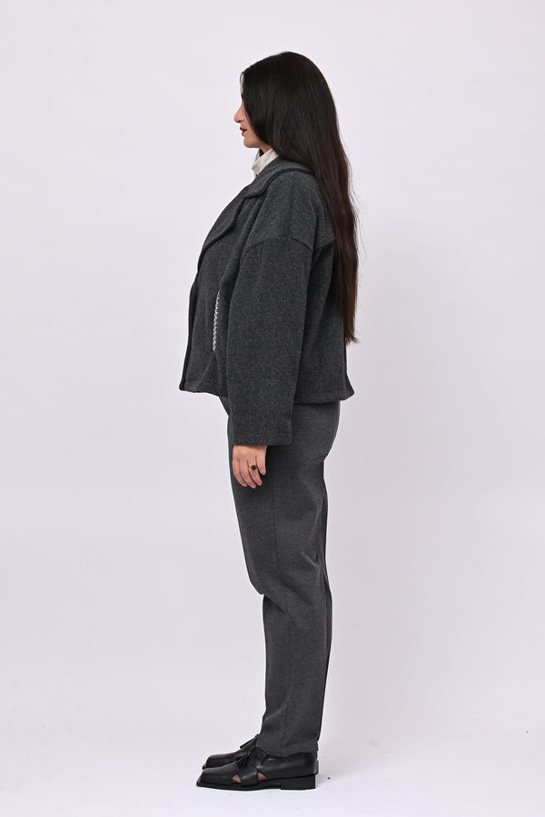 Cappotto crop doppiopetto - Grigio