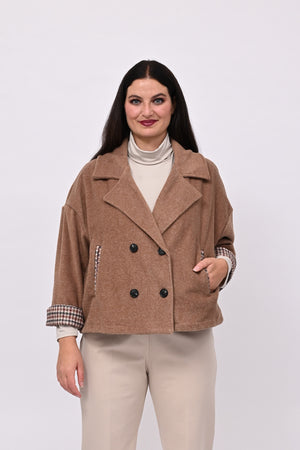 Cappotto crop doppiopetto - Biscotto