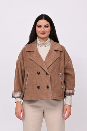 Cappotto crop doppiopetto - Biscotto
