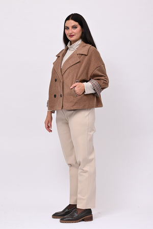 Cappotto crop doppiopetto - Biscotto