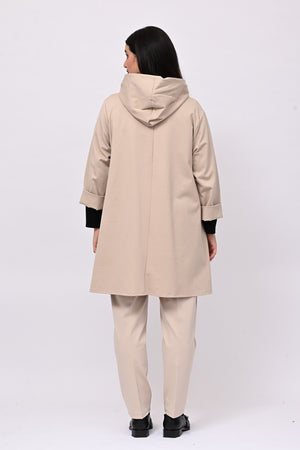 Felpa zip cappuccio - Greige