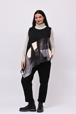 Top asimmetrico balza fantasia - Grigio