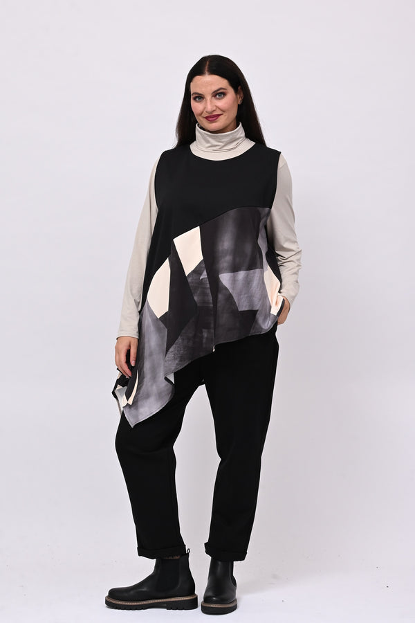 Top asimmetrico balza fantasia - Grigio