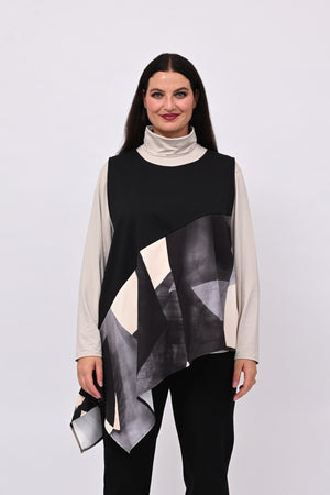 Top asimmetrico balza fantasia - Grigio