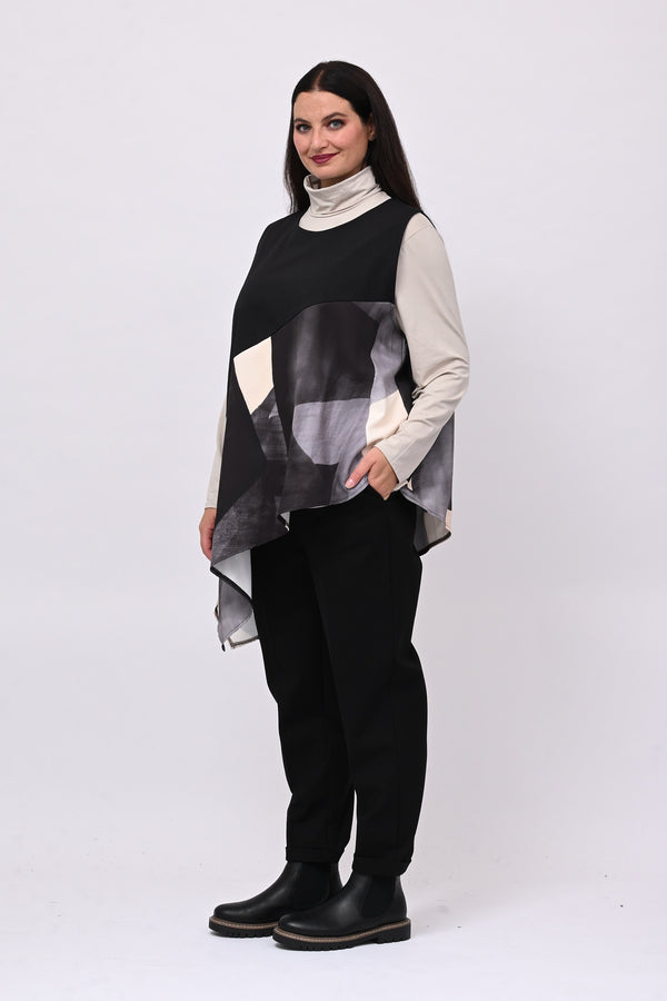 Top asimmetrico balza fantasia - Grigio