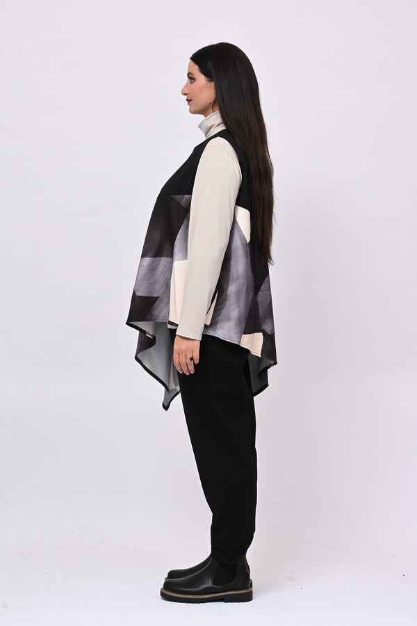 Top asimmetrico balza fantasia - Grigio