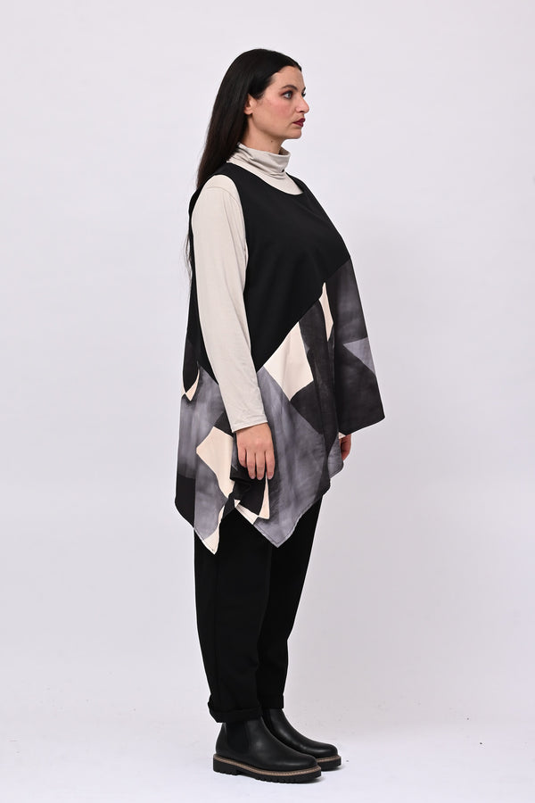 Top asimmetrico balza fantasia - Grigio