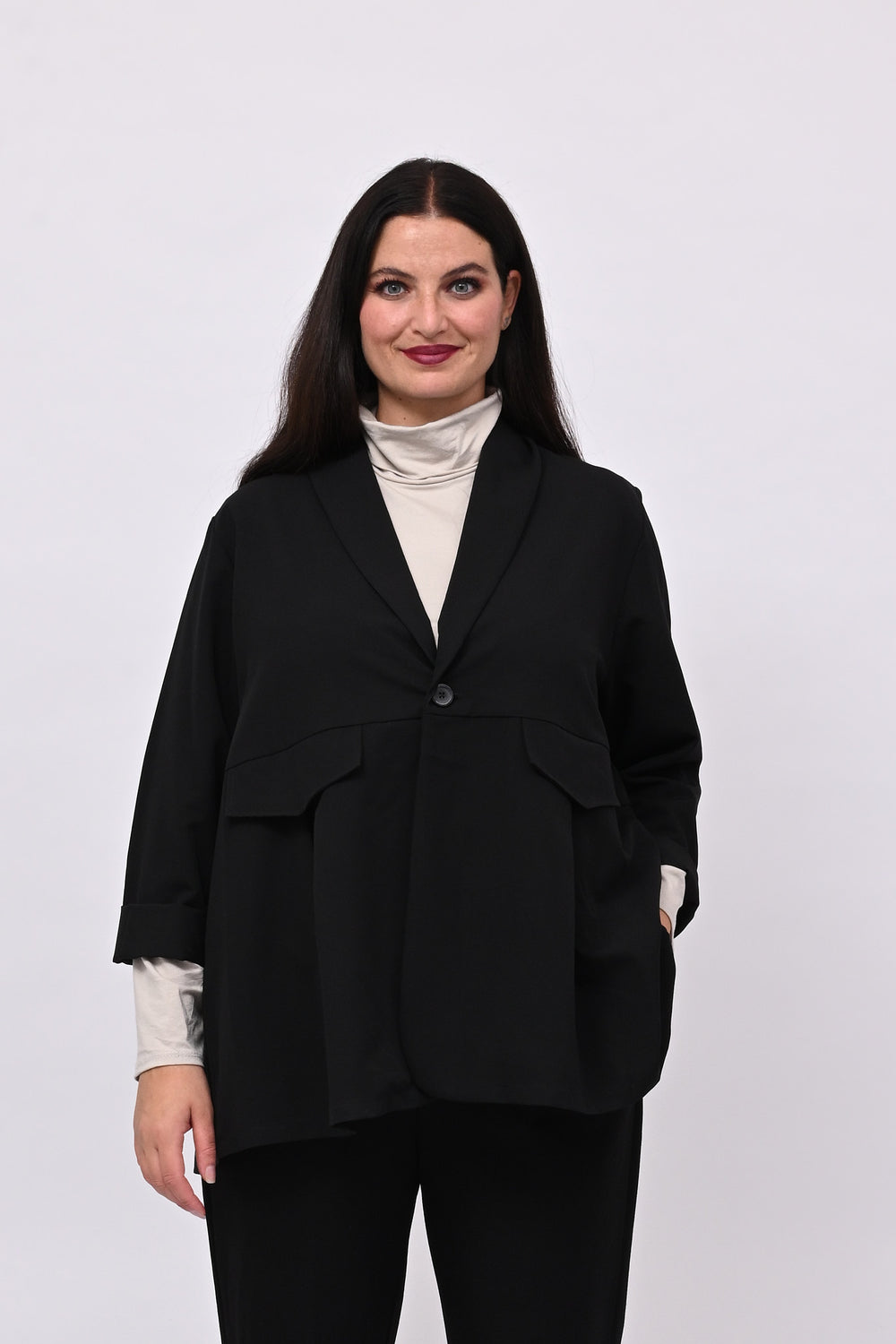 Gabardine darted jacket - BLACK
