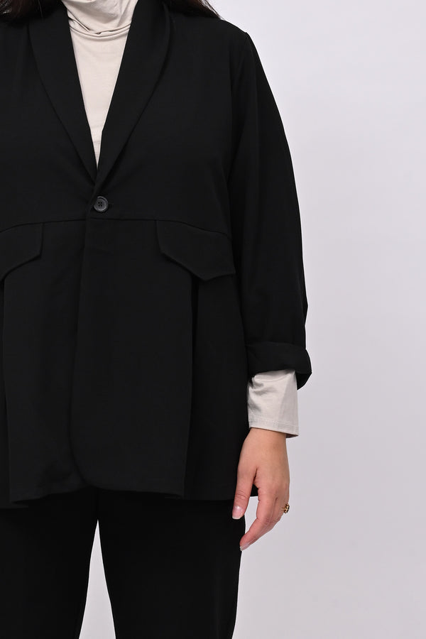 Giacca gabardine pinces - Nero