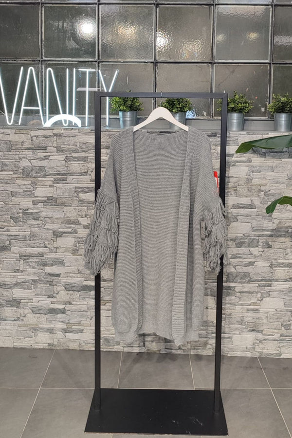 Cardigan frange maglia - Grigio