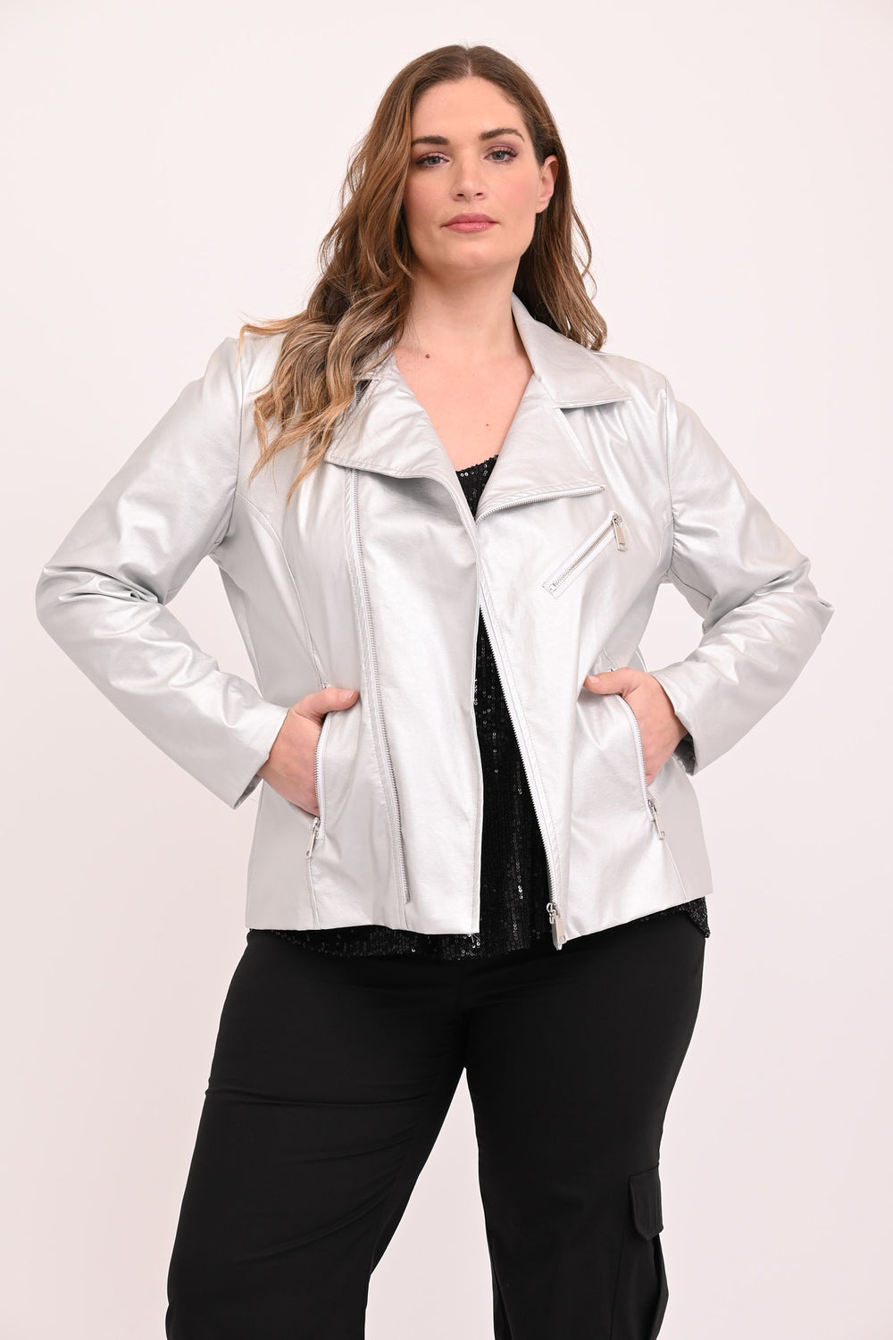 Faux Leather Jacket - Silver
