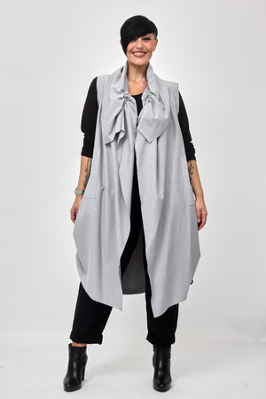 Gilet collo arricciato - Grigio melange