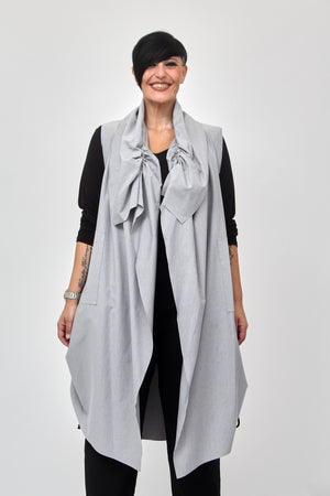 Gilet collo arricciato - Grigio melange
