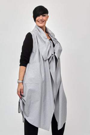 Gilet collo arricciato - Grigio melange