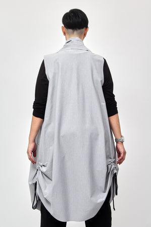 Gilet collo arricciato - Grigio melange
