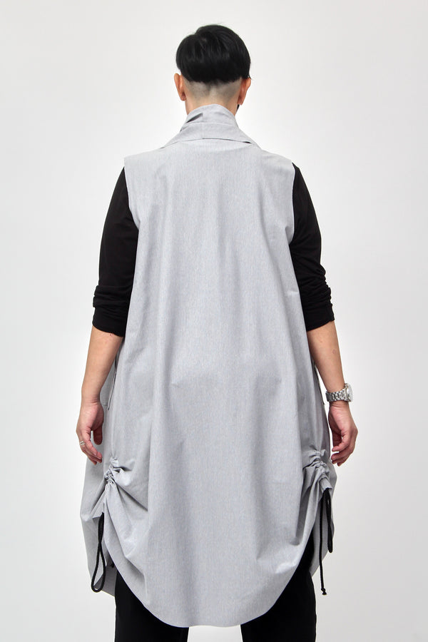 Gilet collo arricciato - Grigio melange