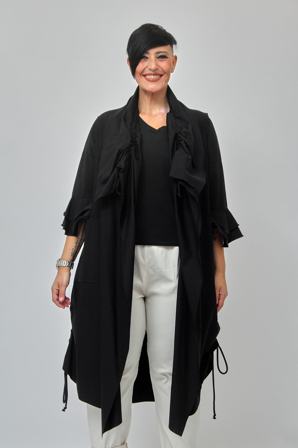 Gilet collo arricciato - Nero