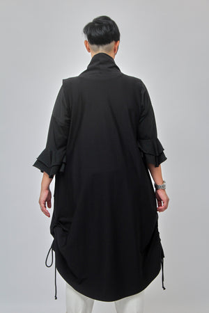 Gilet collo arricciato - Nero