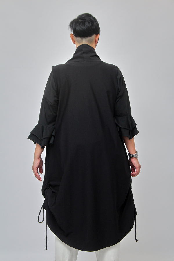 Gilet collo arricciato - Nero