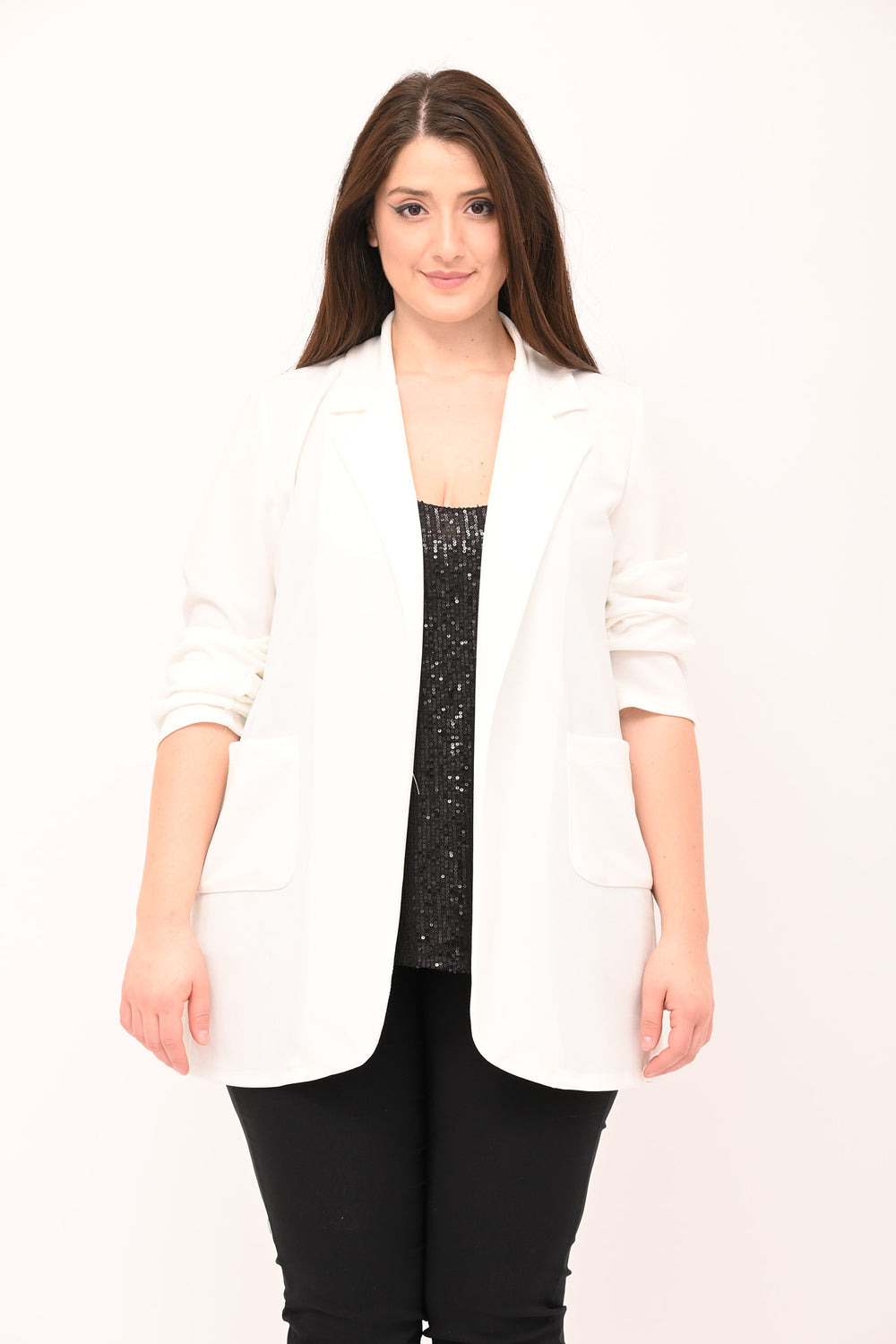 Giacca lunga crepe - Bianco
