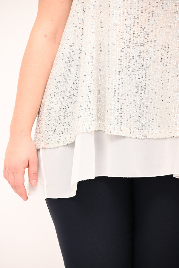 Top paillettes - Bianco