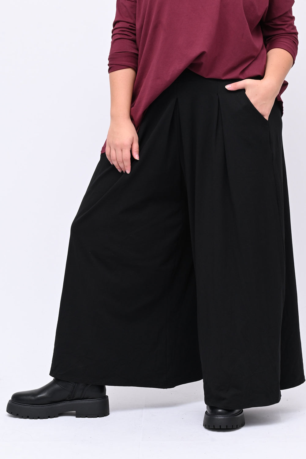 Pantapalazzo jersey pinces - Nero