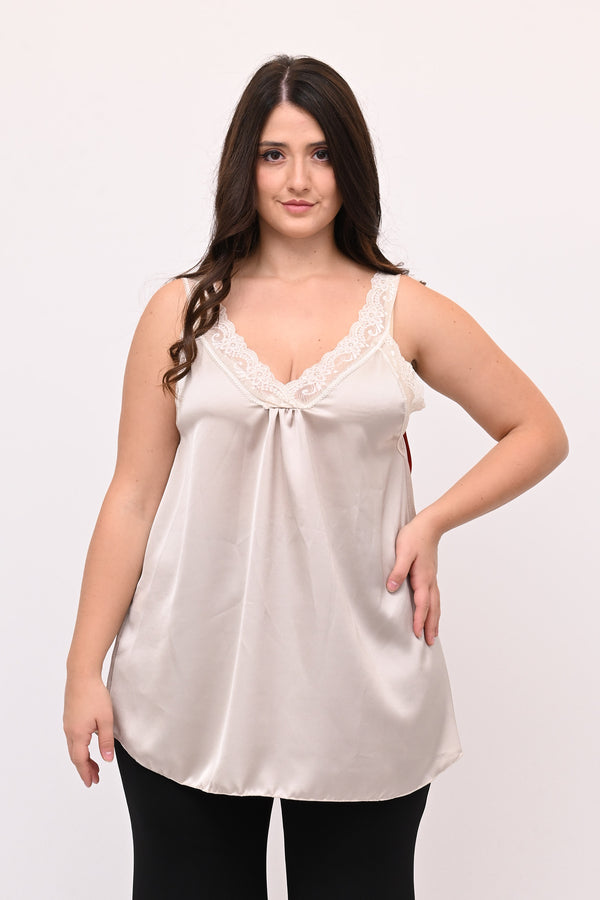 Top raso e pizzo - Nude