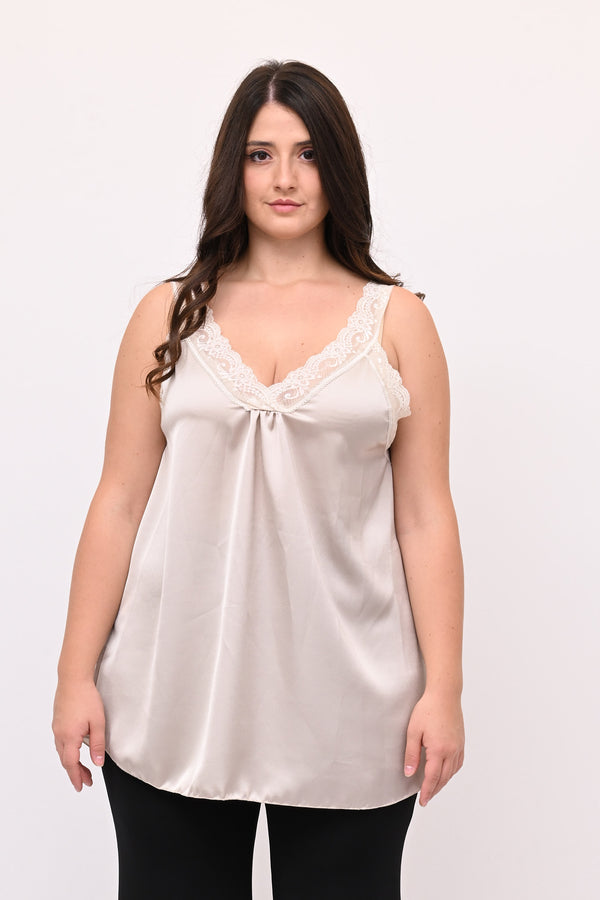 Top raso e pizzo - Nude