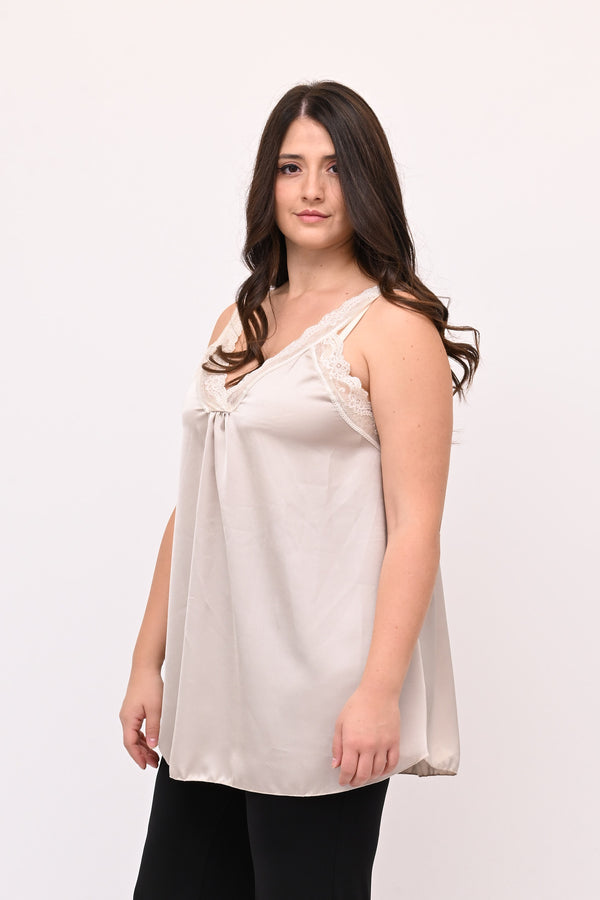 Top raso e pizzo - Nude
