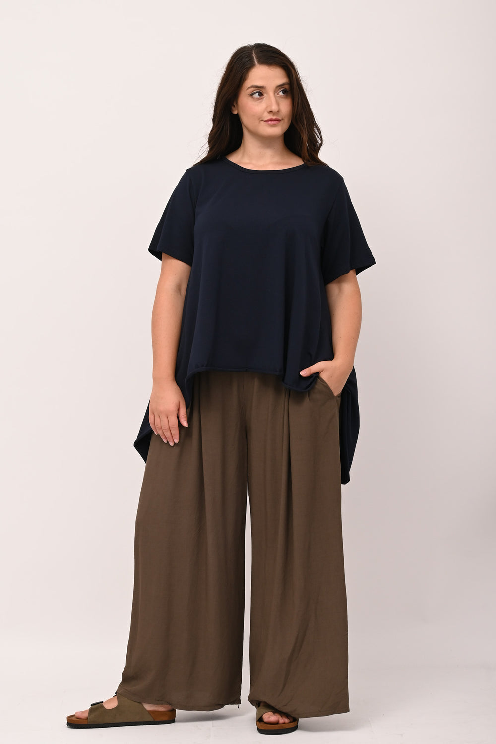Flared sweater with raw hem - BLUE