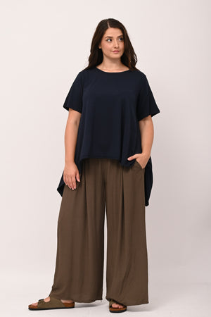 Flared sweater with raw hem - BLUE