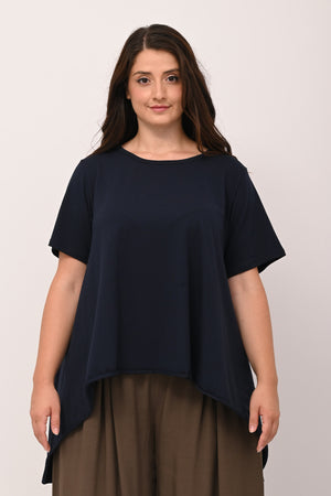 Flared sweater with raw hem - BLUE