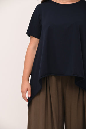 Flared sweater with raw hem - BLUE