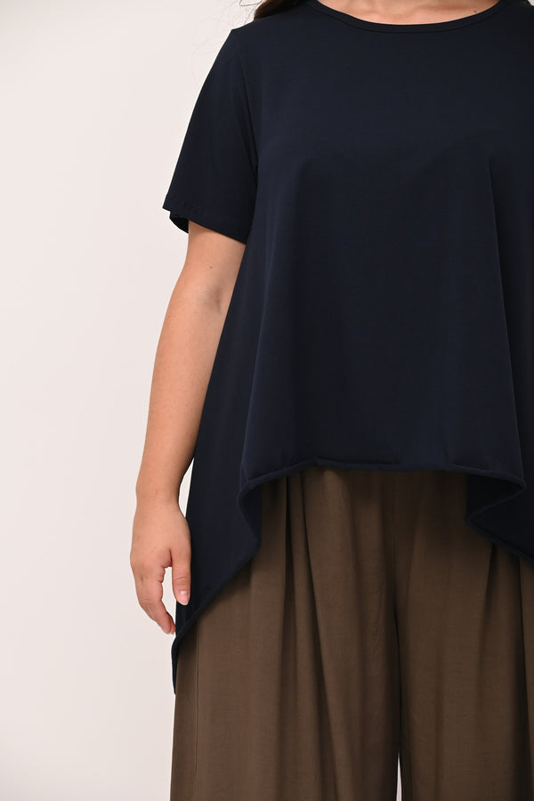 Flared sweater with raw hem - BLUE