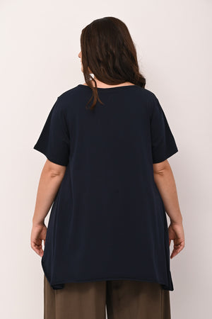 Flared sweater with raw hem - BLUE