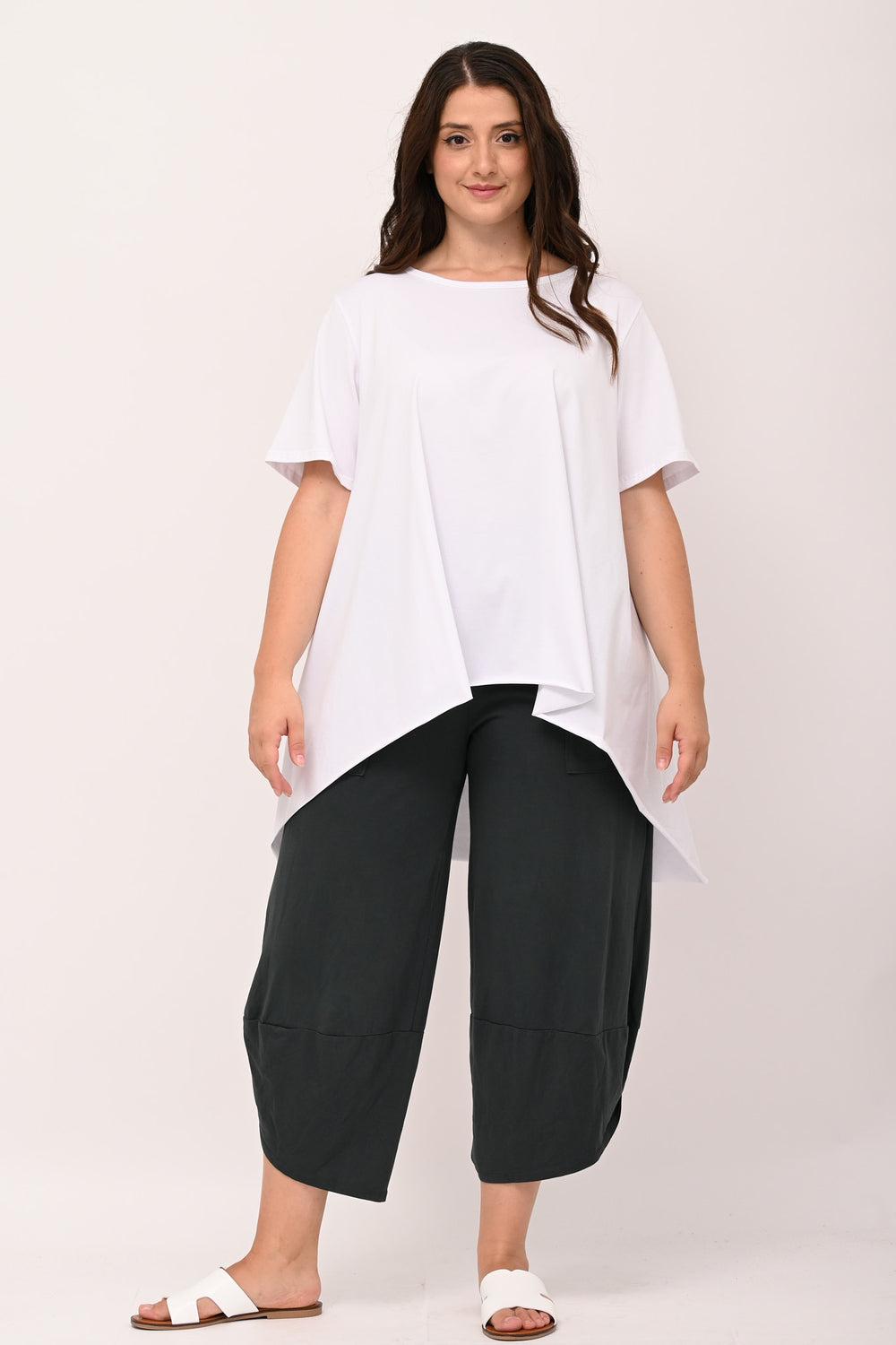 Raw Hem Flared Sweater - WHITE