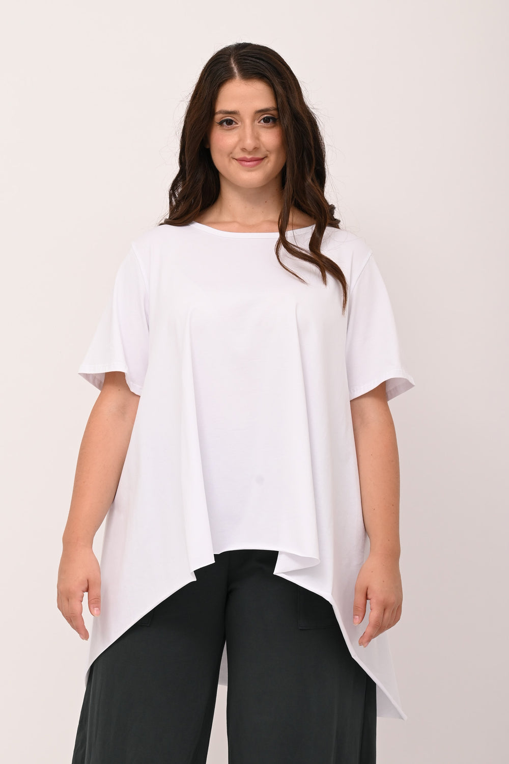 Raw Hem Flared Sweater - WHITE