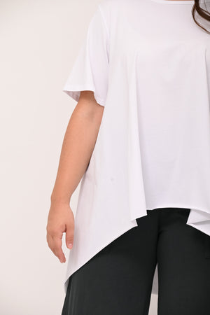 Raw Hem Flared Sweater - WHITE