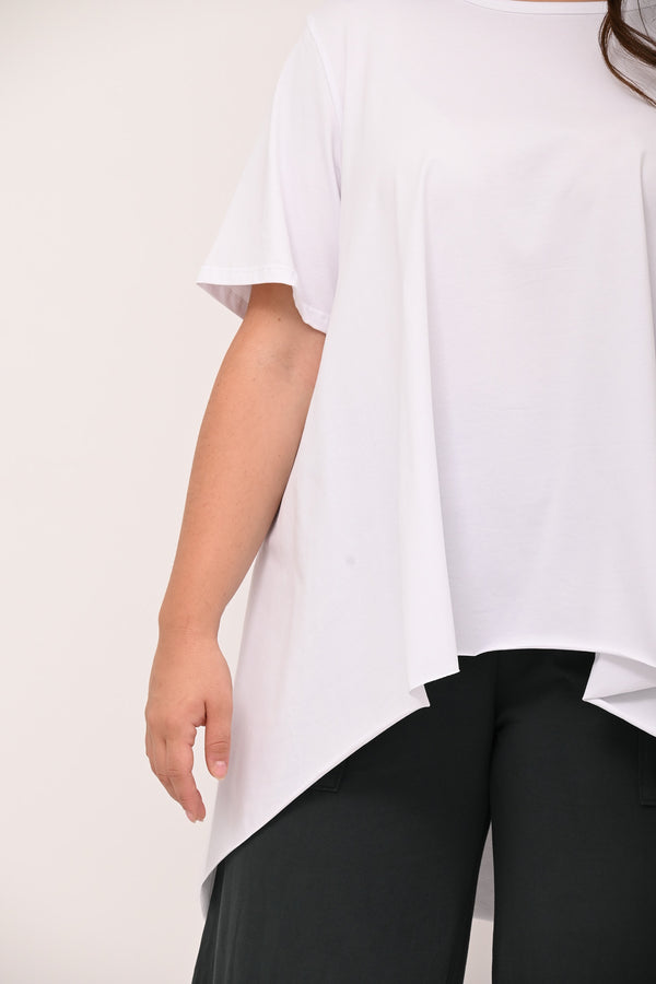 Raw Hem Flared Sweater - WHITE