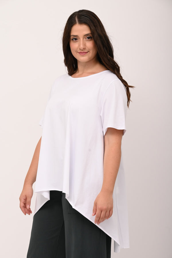 Raw Hem Flared Sweater - WHITE