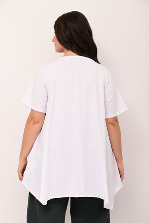 Raw Hem Flared Sweater - WHITE