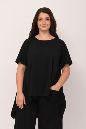 Raw Hem Flared Sweater - BLACK