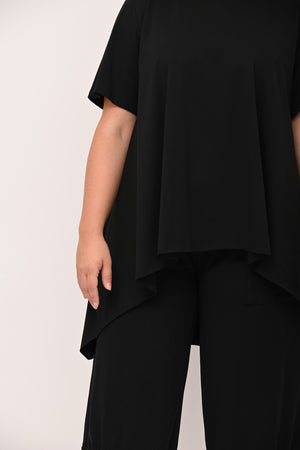 Raw Hem Flared Sweater - BLACK