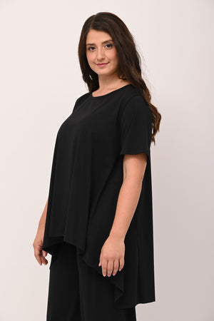 Raw Hem Flared Sweater - BLACK