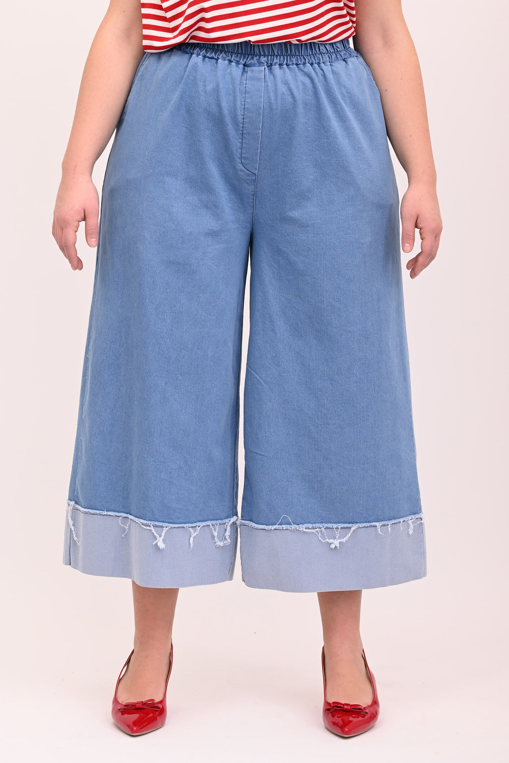 Gaucho jeans risvolto - Jeans chiaro