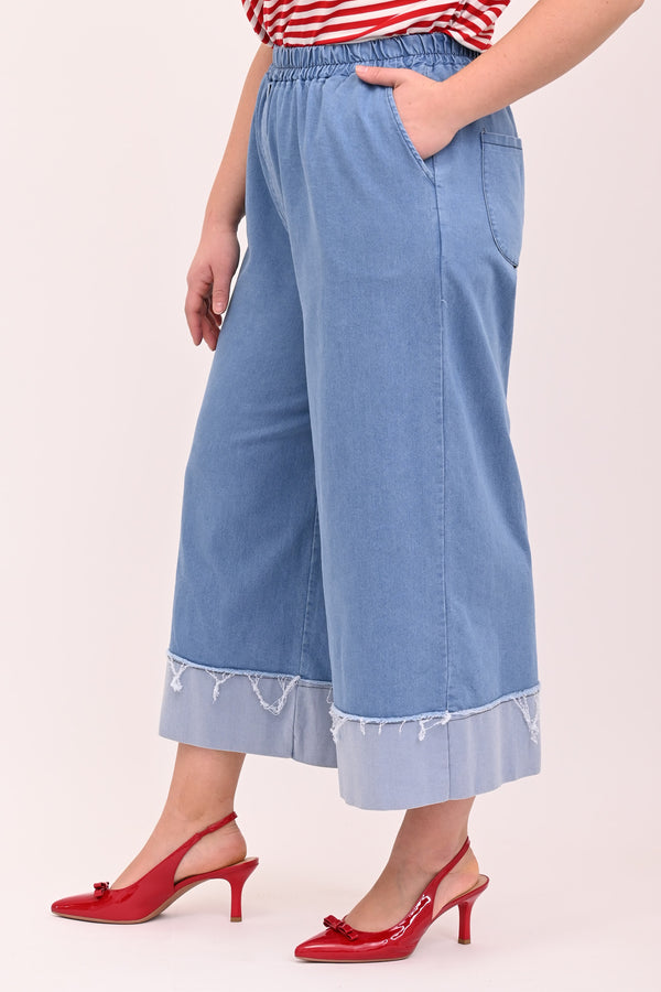 Gaucho jeans risvolto - Jeans chiaro