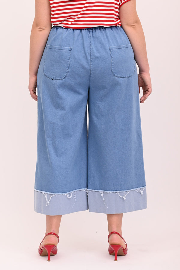 Gaucho jeans risvolto - Jeans chiaro