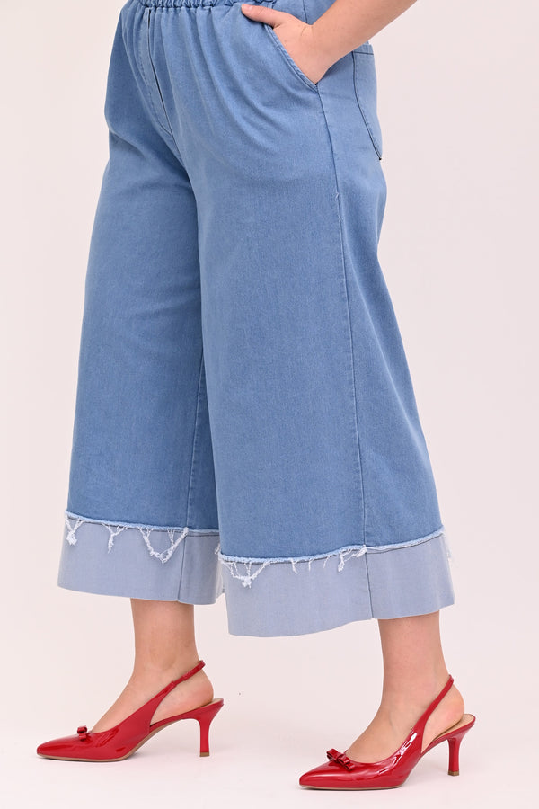 Gaucho jeans risvolto - Jeans chiaro